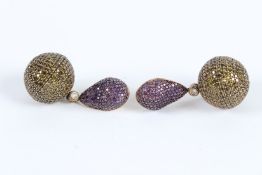 A PAIR OF DIAMANTE BALL EARRINGS.