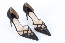 JOSEPH AZAGURY BLACK SILK SHOES. Size 38.