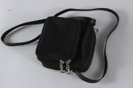 A SALVATORE FERRAGAMO BLACK FABRIC BAG No. AU-219384. 14CMS, IN A BOX.