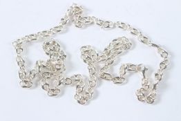 A HEAVY STERLING SILVER SHIP'S LINK CHAIN.