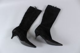 A PAIR OF PRADA SUEDE LONG BOOTS. Size 39.