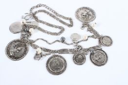 A GOOD CHANEL COIN AND PEARL BELT.