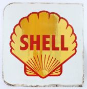 A LARGE VINTAGE SHELL ENAMEL SIGN. 90cms x 90cms.