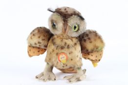A STEIFF WITTIE OWL. 25cms high.