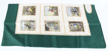 A BURBERRY DIARY SILK SCARF. 86cms x 64cms.