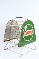 A GREEN CASTROL OIL BOTTLE STAND. 50cms high.