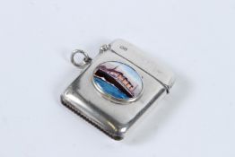 A SILVER 1912 TITANIC ENAMEL VESTA.