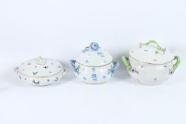 A GOOD HEREND PORCELAIN CIRCULAR TUREEN AND COVER and two others (3).