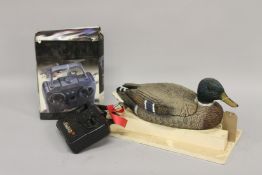 A REMOTE-CONTROLLED DUCK with coms relay.