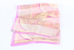 A PIERRE BALMAN OF PARIS SILK PINK SCARF. 90cms x 84cms.
