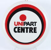 A VINTAGE UNIPART CENTRE CIRCULAR ENAMEL SIGN. 50cms diameter.