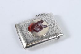 A SILVER 1906 FRENCH BULLDOG VESTA.