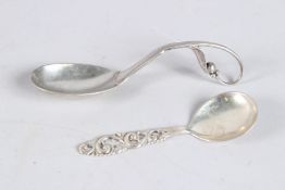 A STERLING DANISH SILVER CADDY SPOON and another (2).