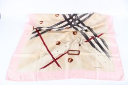 A BURBERRY SILK SCARF. 180cms x 180cms.