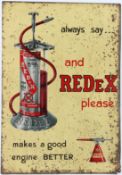 A VINTAGE REDEX ENAMEL SIGN. 62cms x 44cms.