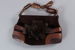 A VALENTINO SUEDE BAG. 29cms long.