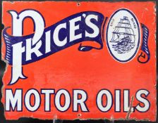 A VINTAGE PRICES MOTOR OILS DOUBLE-SIDED ADVERTISING SIGN with sailing ship logo and words SHIP
