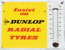A VINTAGE DUNLOP RADIAL TYRES ENAMEL SIGN. 50cms x 67cms.
