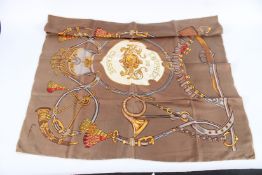 A TROPHEE DE CHASSE SILK SCARF. 90cms x 85cms.