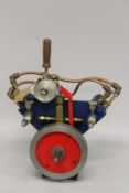 A TWIN CYLINDER DOUBLE ACTING OSCILLATING ENGINE out of a 12-foot steamboat. 52cms x 45cms.
