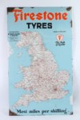 A LARGE VINTAGE FIRESTONE TYRES MAP OF ENGLAND AND WALES 