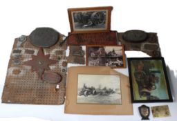 A COLLECTION OF TRACTION ENGINE SIGNS, BADGES, PHOTOGRAPHS and related items.