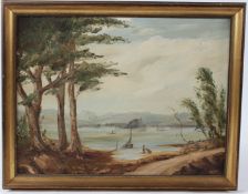 GERALD LAING (1936-2011) Coastal landscape oil on canvas signed and dated 58 30 x 40cm