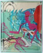 MANNER OF WILLIAM BLACK Abstract composition mixed media on board in perspex case and frame 93 x