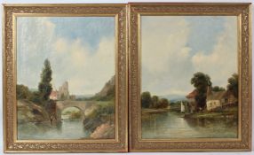 ENGLISH SCHOOL (19TH CENTURY) River views pair of oils on canvas signed indistinctly 50 x 39cm (2)