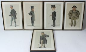 FIVE VANITY FAIR SPY AND APEY PRINTS 'ambassador to the porte', dated 1877 'southwark', dated