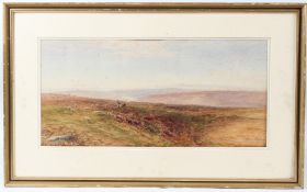 ARTHUR HENRY ENOCK (1839-1917) Moorland landscape with shepherd watercolour signed 24 x 51cm