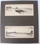 KENNETH HOLMES (1902-1994) Landscapes with distant church towers, pair of etchings both signed in