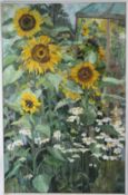 NORMA JAMESON ROI RBA (b.1933) 'The Sunflower Corner' oil/acrylic on board inscribed verso 122 x