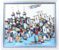 STEPAN Russian cityscape oil on canvas signed inscribed verso 58.5 x 69cm