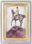VAN MUSSCHENBROCK (20TH CENTURY) Huntsman on horseback oil on board signed 34 x 21.5cm