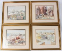 OREN YEVNIN Views of Jerusalem Four watercolours, signed 19.5 x 24.5cm (4)