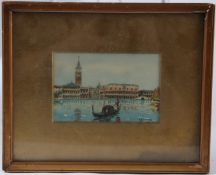 G RAMELLO Venice canal view of St Marks watercolour signed 9 x 13.5cm