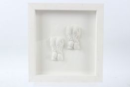 SIR EDUARDO PAOLOZZI (1924-2005) Torsos plaster relief in glazed case overall 25 x 24cm
