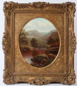 WILLIAM MELLOR (1851-1931) 'On the Conway, North Wales' Mountain landscape with cattle watering