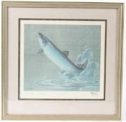 TIM HAVERS (20TH CENTURY) 'The Salmon' limited edition colour print signed in pencil 29 x 30cm