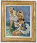 PIERRE GRISOT (1911-1995) Two ballet dancers oil on canvas signed 44.5 x 36cm
