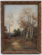 CARL BRENNIR (1850-1920) 'An outside sketch of birch trees at Thursley, Surrey ' oil on board signed