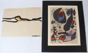 JUAN MIRO 'Miro a L'encre' original colour lithograph, circa 1970's 36.5 x 27.5cm and another