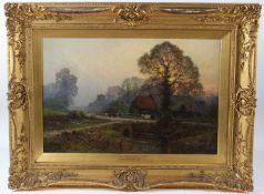 ALFRED DE BREANSKI JNR (1877-1957) 'Evening, an Oxfordshire Farm' oil on canvas signed inscribed and