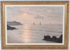 ROGER DE LA CORBIERE (1893-1974) 'Sunset Rotheneuf , I et V' oil on canvas signed inscribed and