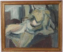 MANNER OF KOSSOFF Reclining nude oil on board 61.5 x 76cm