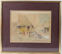 HENRY SIMPSON Figures in a square, possibly Venice watercolour sketch 28 x 36cm