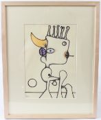 Desmond MORRIS (b.1928) Figure mixed media on paper signed with initial and dated '12 28.5 x 20cm