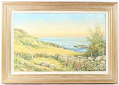 MERVYN GOODE 'Coast path kissing gate' oil on canvas signed 35 x 55cm