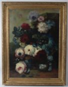 JAN VAN WICK Flowers and bird's nest oil on canvas signed 90 x 64cm